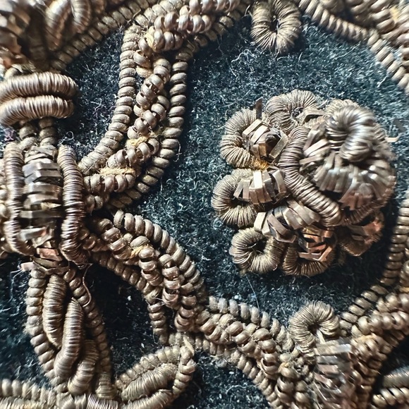 Lujean Vintage Metallic Bronze Embroidered on Black Satin Clutch - Picture 3 of 8